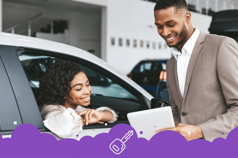 salesman talking to a customer