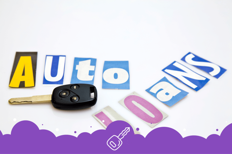 Photo of the words Auto Loans and also a car key
