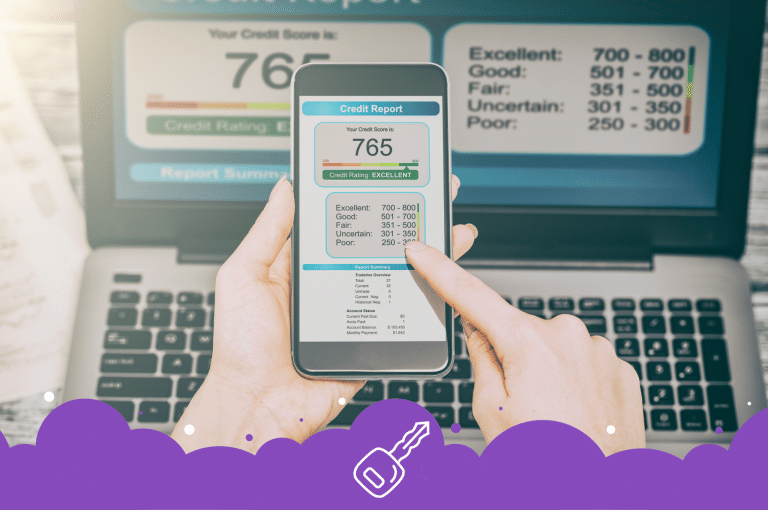 Person reviewing a car loan on their credit report on a smart phone