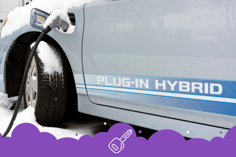 a car with a tire and a plug in