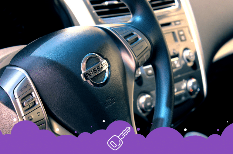 a close up of a steering wheel