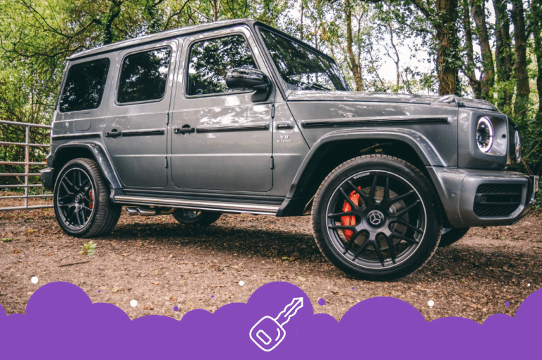 a car parked on a dirt road