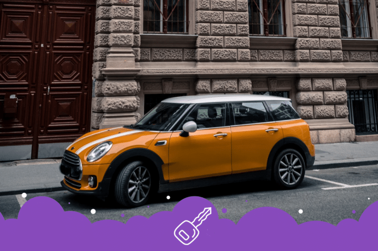 a car parked in front of a building