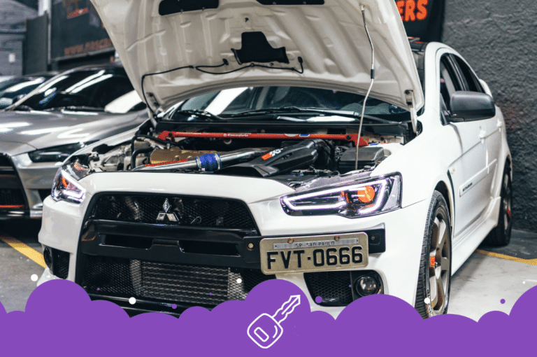 a car with the hood open