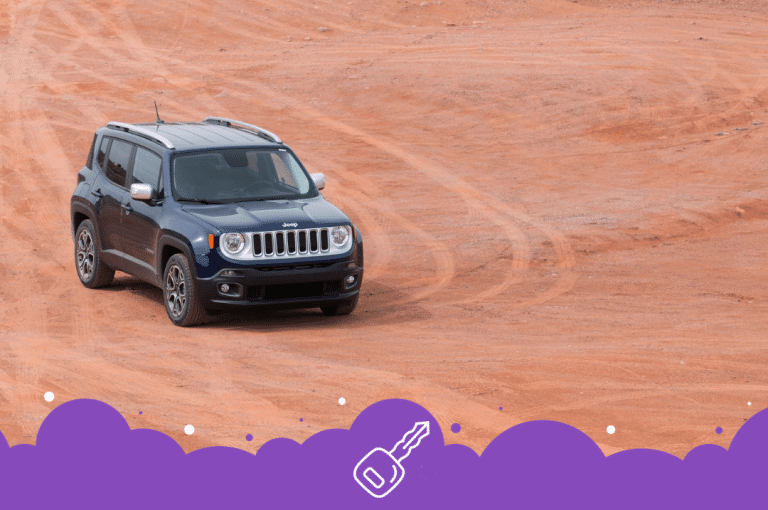 Blue Jeep renegade in the desert