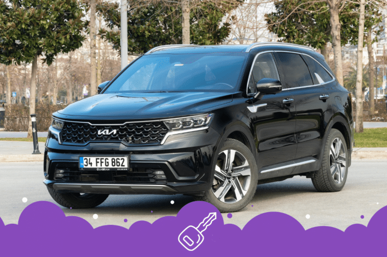 Black Kia sorento in a parking lot