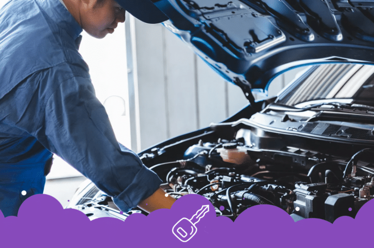 Mechanic working on car