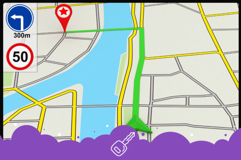 Car navigation zoomed in
