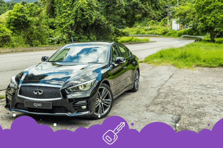 Gray Infiniti q50 parked on the side