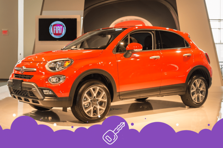 Red fiat 500x at car show