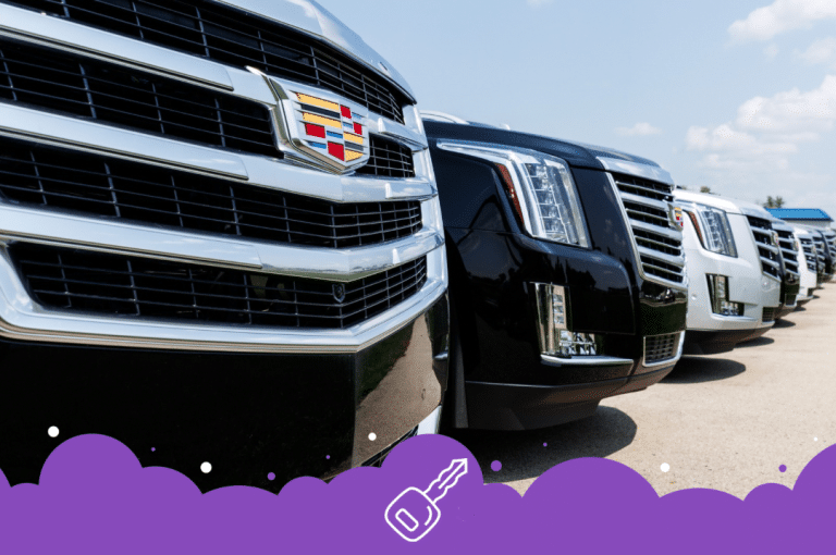 Row of caddy Escalades