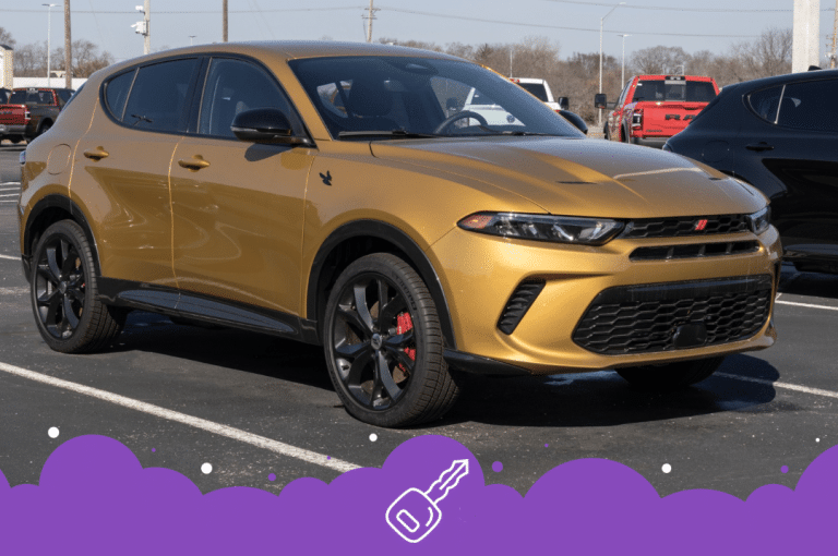 Gold dodge hornet at dealership