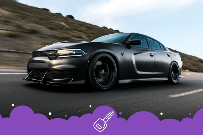 Matte black dodge challenger hellcat driving