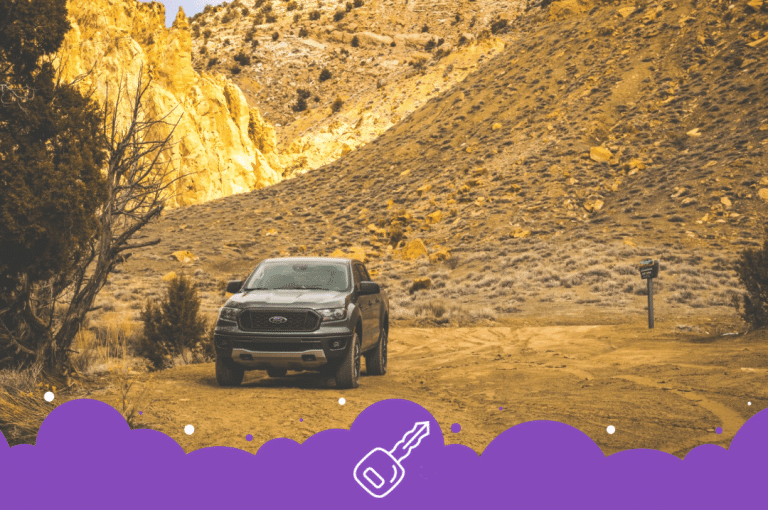 Gray ford ranger in Utah back roads