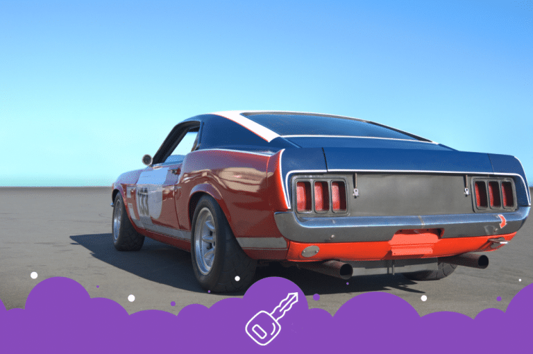 Old red ford mustang