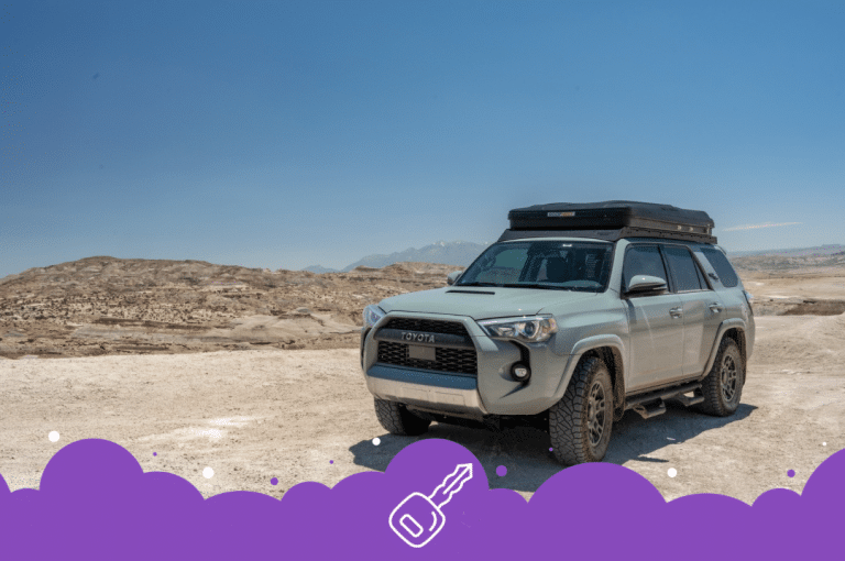 Grey green Toyota 4 runner in caption reef national park