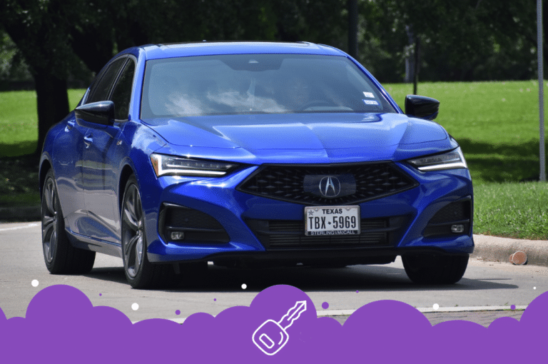 Blue acura tlx driving