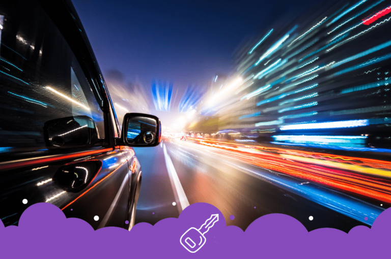 Fast car blurry lights