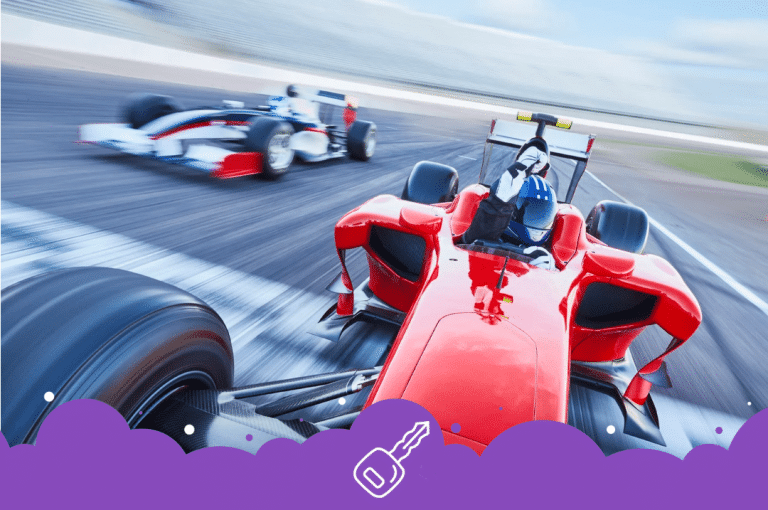 F1 cars driving on track