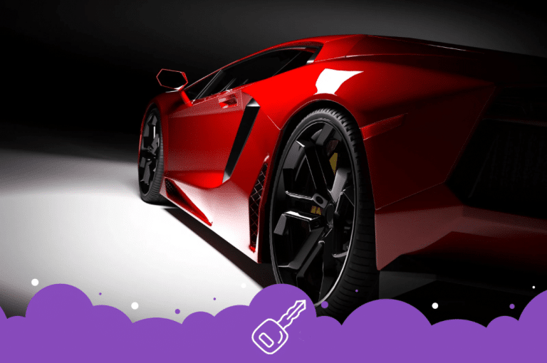 Side profile shot of red supercar