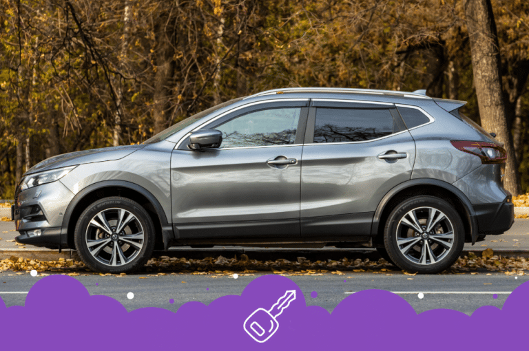 Sideshot of Nissan grey suv