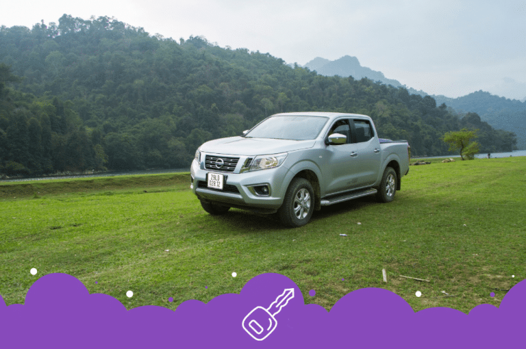 Silver Nissan frontier Parked on grass