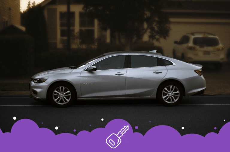 Side shot of silver sedan