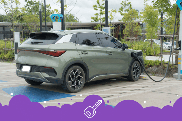 Green electric suv charging