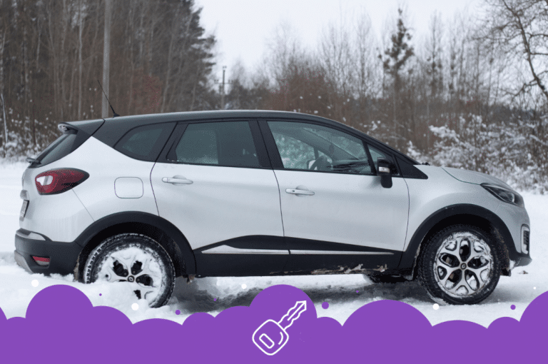 Silver suv in snow
