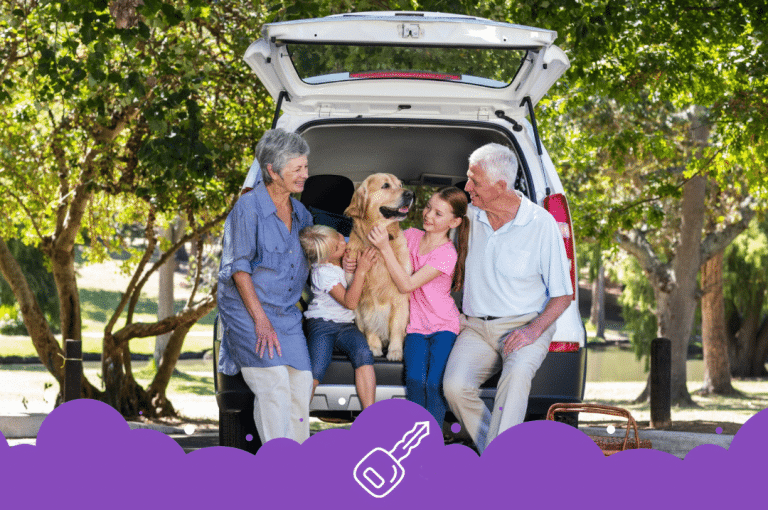 Grand parents going on roadtrip with grand children and dog