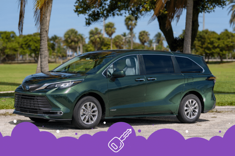 Green Toyota sienna hybrid parked
