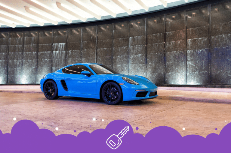 Blue Porsche cayman parked