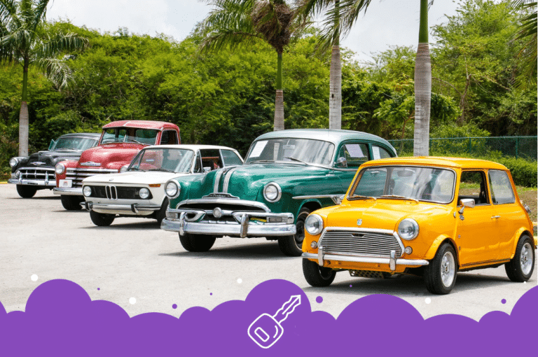 Row of classic old cars